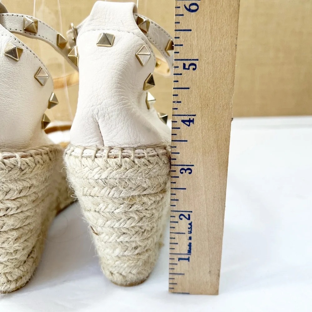 Anthropologie Maypol Ankle Strap Studded Leather Espadrille Sandals Size 9.5